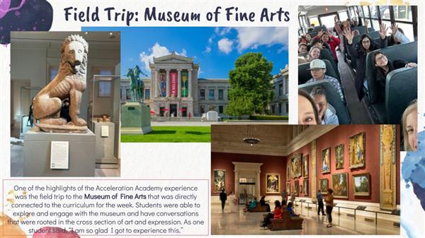 Slide with photos in information about Acceleration Academy at CHS - February 2024